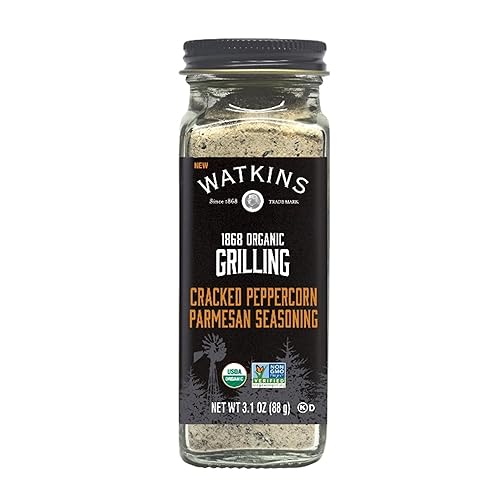 Watkin's Organic Cracked Peppercorn Parmesan Seasoning, 3.1 oz