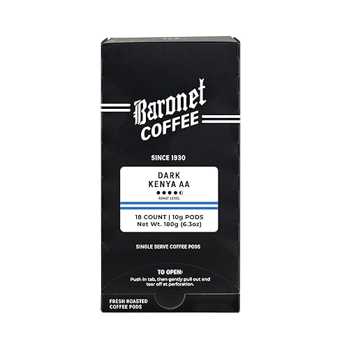 Baronet Coffee Pods [French Roast Kenya-54 Pods] Single Cup Use, Like Senseo [3 Boxes of 18 Single Serve 10 Gram] Regular Strength [Dark French Roast