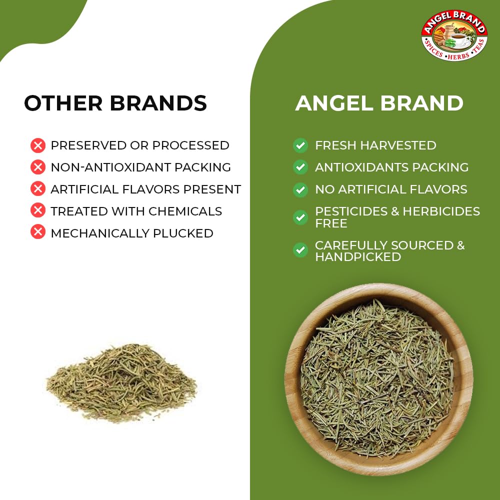 Angel Brand Rosemary Leaves - 0.75 oz Bottle - Dried Rosemary Herb for Cooking, Seasoning, and Aromatic Infusions.