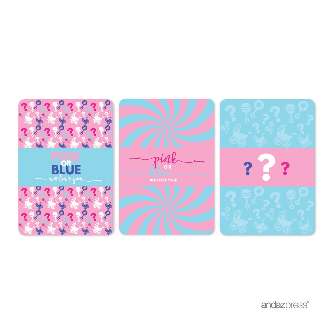 Andaz Press Pink or Blue We Love You Gender Reveal Baby Shower Collection, Chocolate Minis Labels, Fits Chocolate Miniatures Party Favors, 36-Pack