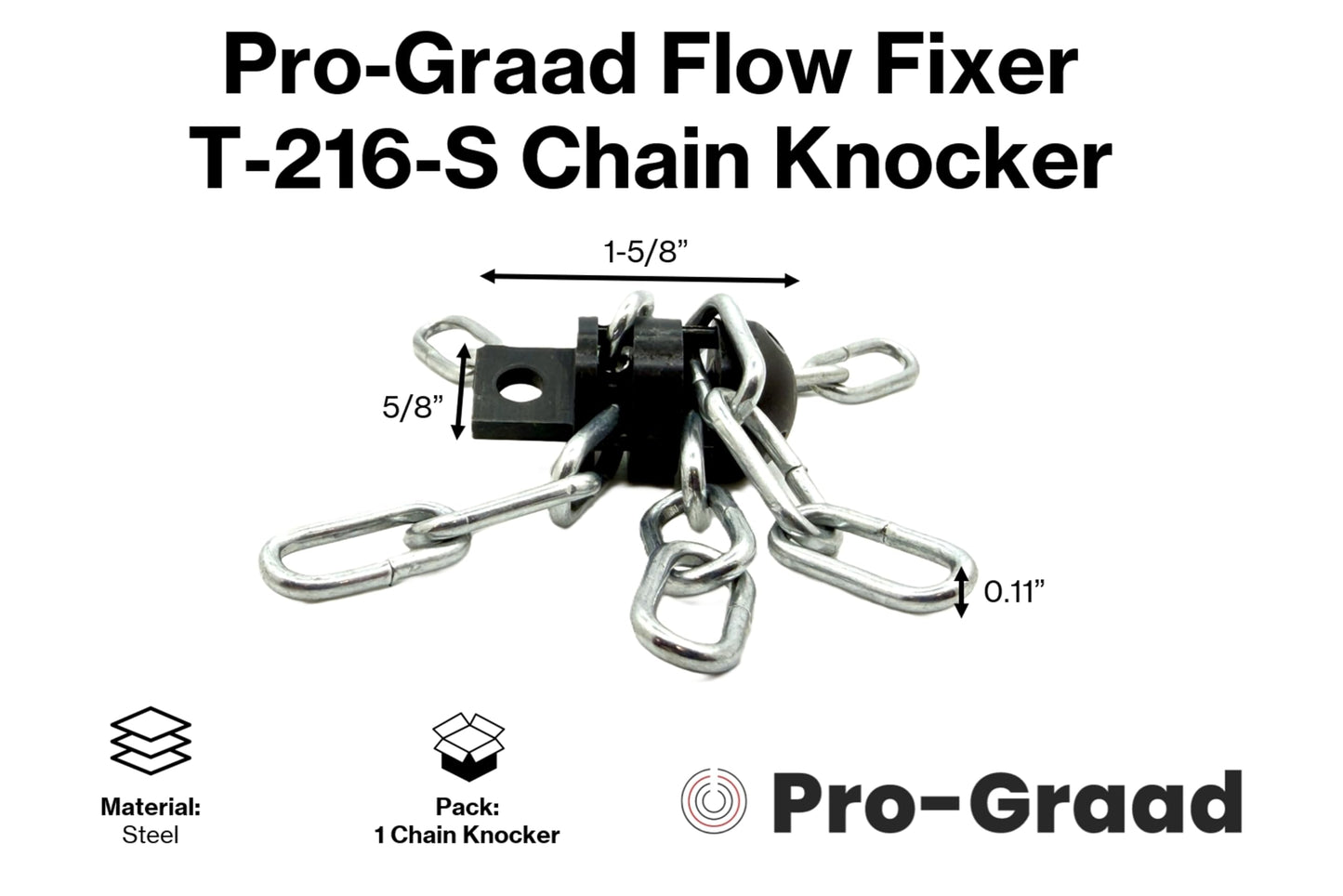 Pro-Graad FlowFixer T-216-S 2" Chain Knocker Drain Cleaning Head Slotted Connector | Heavy Scale Removal | Fits 3/8”, 1/2" or 9/16” Cables, Commercial