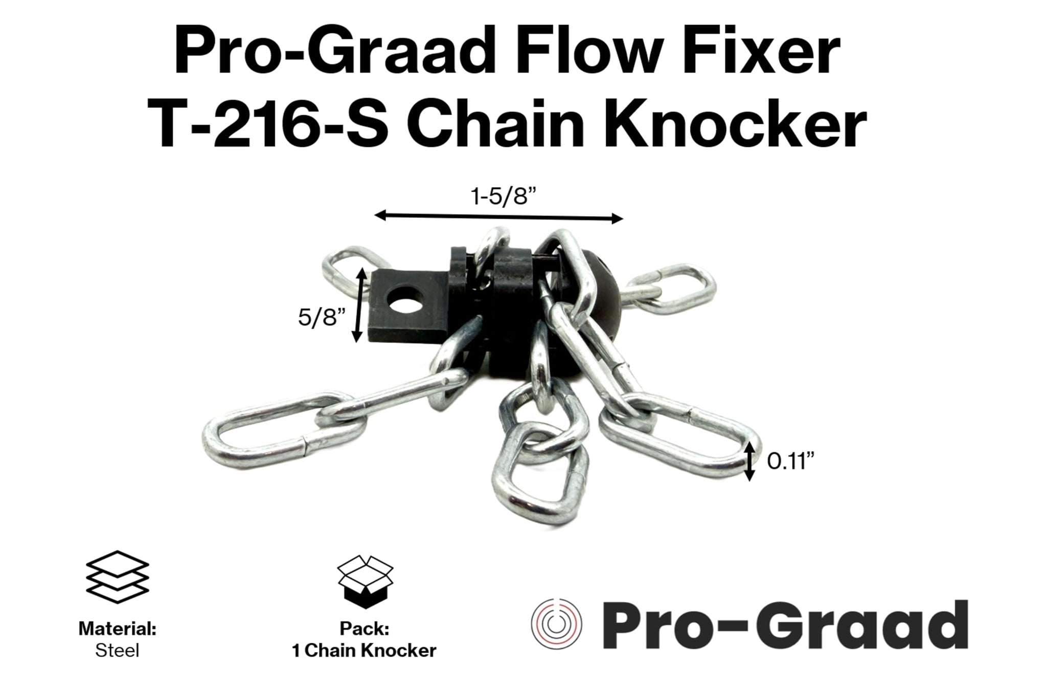 Pro-Graad FlowFixer T-216-S 2" Chain Knocker Drain Cleaning Head Slotted Connector | Heavy Scale Removal | Fits 3/8”, 1/2" or 9/16” Cables, Commercial