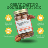 BobbySue's Nuts Some Like It Hot Gourmet Nut Mix, Spicy Snacks, All Natural, Gluten Free, Low Sugar, and High Protein Nuts Mix of Almonds, Cashews