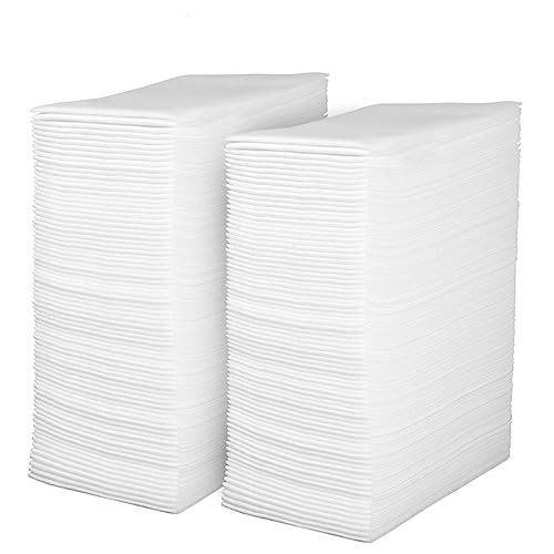 Linen Feel Disposable Guest Towels - Cloth Like White Paper Hand Napkins 200 Pack - Highly Absorbent, Soft Fancy Guest Hand Towels for Bathroom