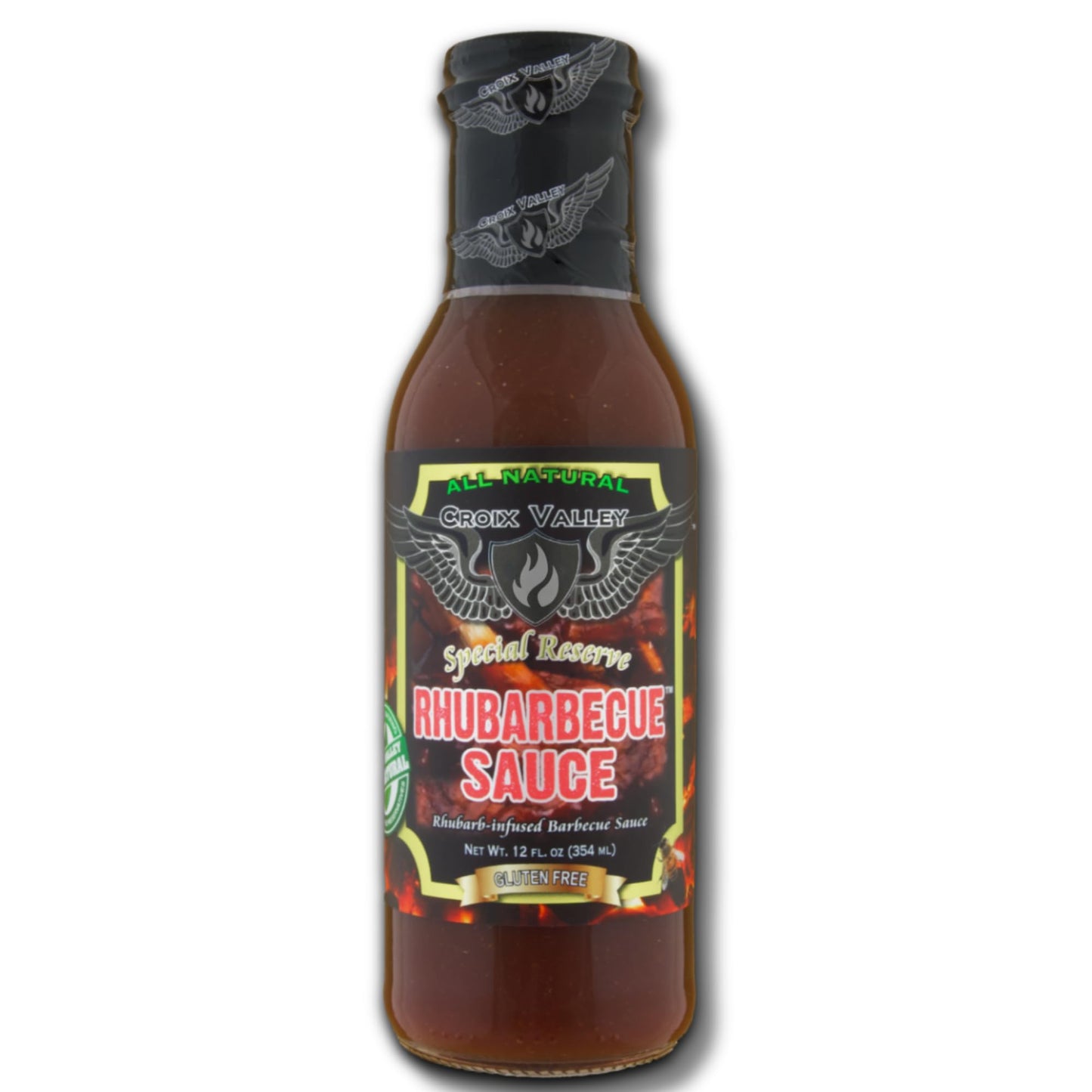 Croix Valley Rhubarbecue™ BBQ Sauce - 3 Pack (12 oz Glass Bottles) - Fresh Rhubarb Sweet-Tart Balance - Gluten-Free, No MSG, No High Fructose Corn