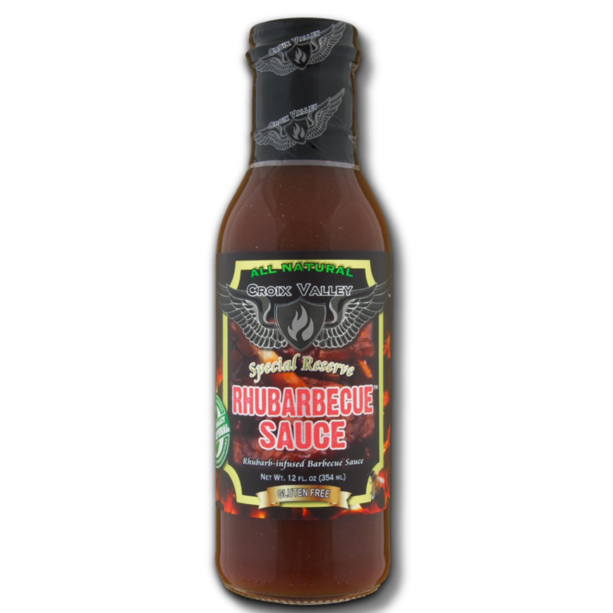 Croix Valley Rhubarbecue™ BBQ Sauce - 3 Pack (12 oz Glass Bottles) - Fresh Rhubarb Sweet-Tart Balance - Gluten-Free, No MSG, No High Fructose Corn