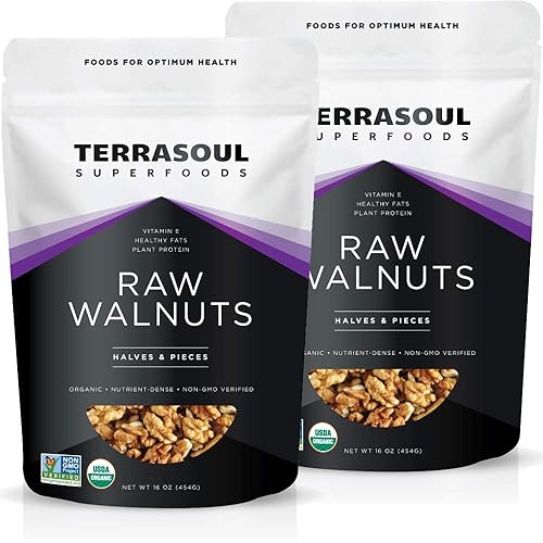 Terrasoul Superfoods Organic Raw Walnuts, 2 Lbs (2 Pack) - Chandler Variety | Fresh | Light Color