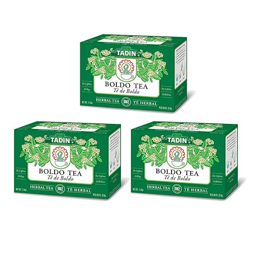 Tadin Boldo Herbal Tea. Caffeine Free. 24 Tea Bags. 1.18 oz. Pack of 3