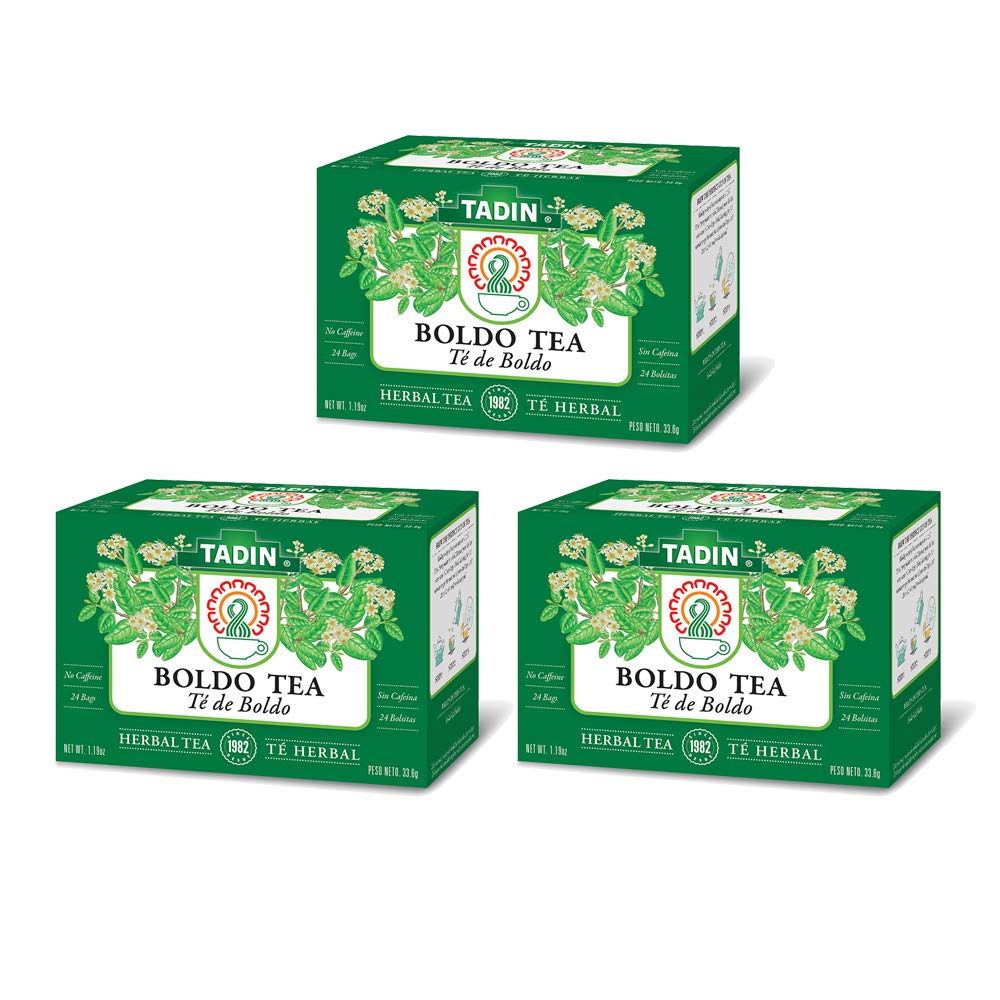Tadin Boldo Herbal Tea. Caffeine Free. 24 Tea Bags. 1.18 oz. Pack of 3