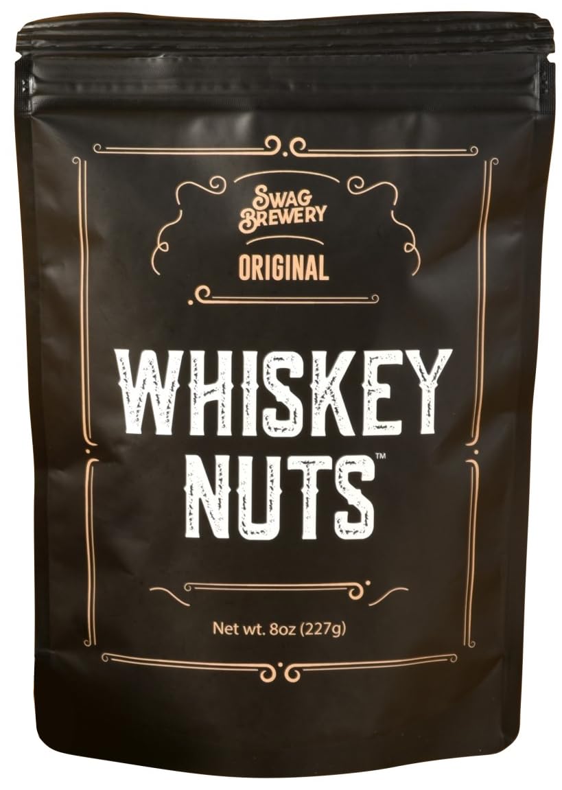 Whiskey Nuts - Gourmet Mix of Slightly Sweet and Salty Almonds, Peanuts, Corn Nuts, & Honey Roasted Sesame Sticks That Brings Out The Flavor