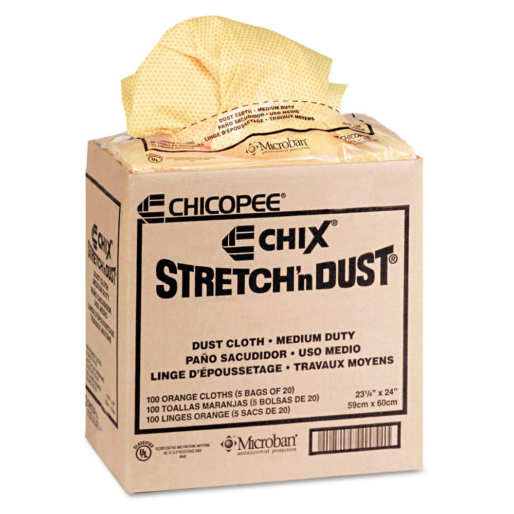 Chicopee Branded Products Duster Cloths,Stretch-n-Dust, 23-1/4"x24", 100/CT, Orange