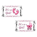 60 Pink Its a Girl Baby Shower Miniatures Candy Bar Wrapper, Baby Shower Miniatures Candy Bar Stickers