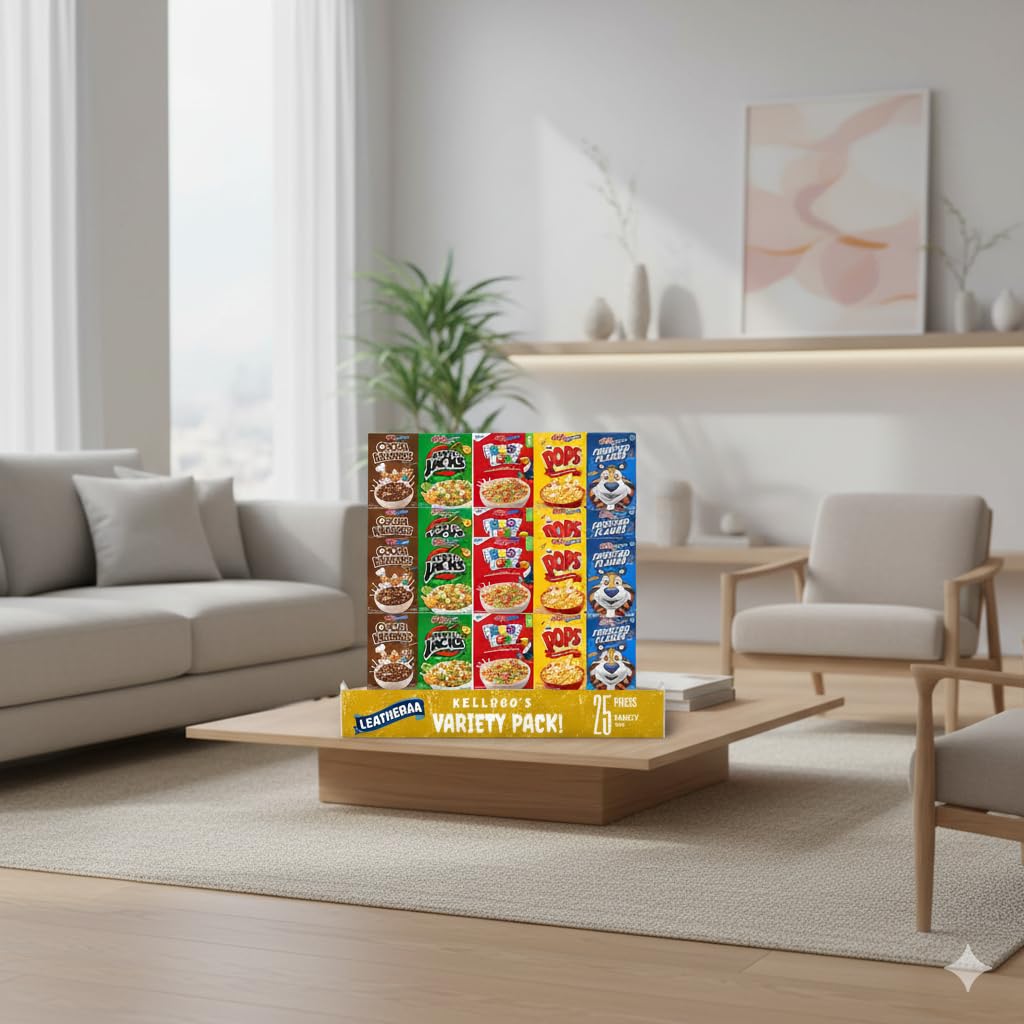 KeIIoggs Assorted Cereal Snack Size Variety Pack, Individual Breakfast Cereal Cups, Ready-to-Eat Breakfast Snacks, 25 Count