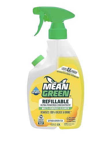Mean Green Refillable Ultra Powered Multi-Purpose Cleaner Concentrate, Citrus & Green Tea, 14.3 fl oz - Plant & Mineral Based, Cuts Through Grease