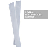 Squeegee for Shower Door, Car Windshield, and Glass Window - 2 Extra Silicone Replacement Blades - Foam Handle - Black