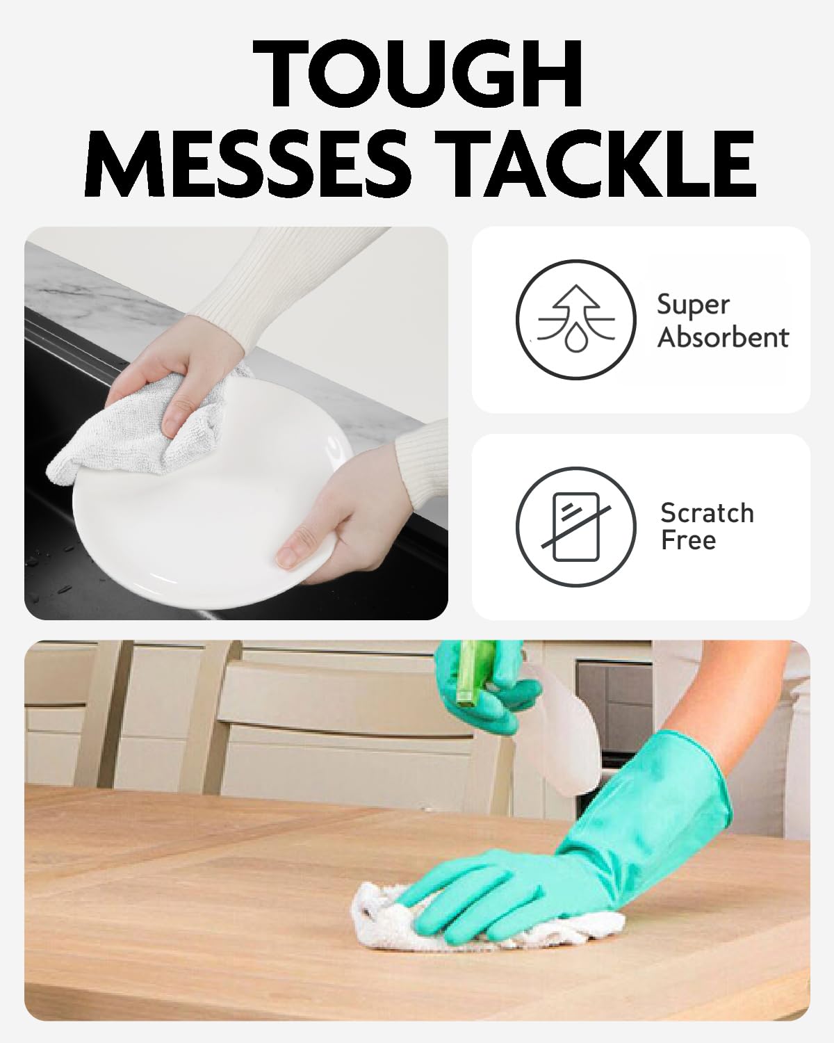 Fantasticlean Microfiber Cleaning Cloth Roll -75 Pack, Tear Away Microfiber Towels, 12" x 12", Reusable, Washable, Scratch Free, Ultra Absorbent