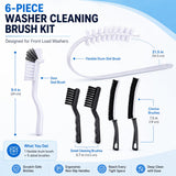 Washing Dryer Machine Rubber Seal Cleaning Brush Kits, Front Load Washer Cleaner Tools-1 PC Drum Slot Clean Brush & 5 PCS Crevice Cleaning Brushes