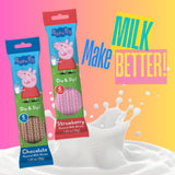 Peppa Pig Magically Flavored Dip & Sip Milk Straws - Chocolate & Strawberry Flavor | Fun Magic Straws for Kids, Drinks & Cereal | | Sweet Party Treats