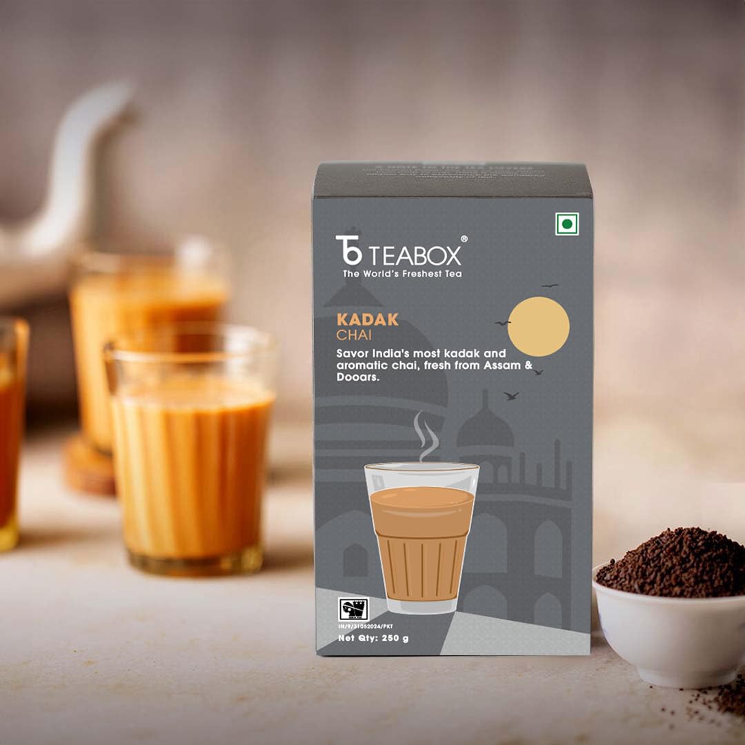 Teabox Premium Fresh Kadak Chai Vacuum Sealed Pack | Sourced From The Estates Of Assam & Dooars | Strong and Premium Chai Black Tea 250G/8.8oz