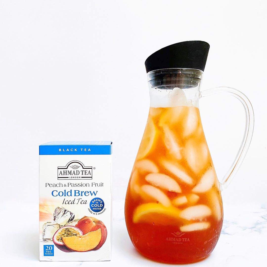 Ahmad Tea Black Tea, Cold Brew Peach and Passion Fruit Teabags, Iced Tea, 20 ct (Pack of 6) - Caffeinated and Sugar-Free