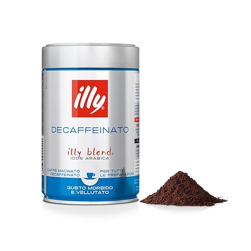 illy Ground Coffee Espresso - 100% Arabica Coffee Ground - Classico Decaf Roast - Notes of Caramel, Toasted Bread & Chocolate - Rich Aromatic Profile
