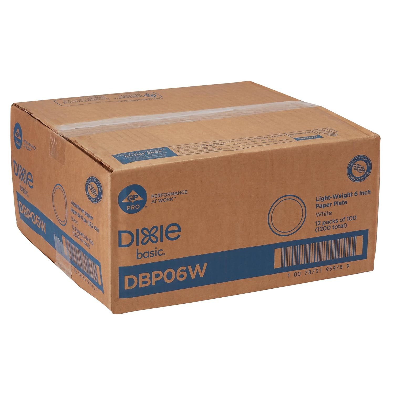 Dixie Basic 6" Light-Weight Paper Plates by GP PRO (Georgia-Pacific), White, DBP06W, 1,200 Count (100 Plates Per Pack, 12 Packs Per Case)