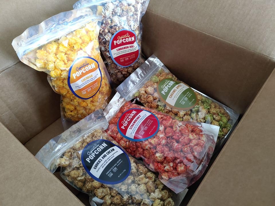 Signature Popcorn, Strawberry Popcorn Snack, 3-Pack Large Resealable Bags, Gourmet, Gluten-Free, Sweet Treat, Non-GMO, Gifts & Parties