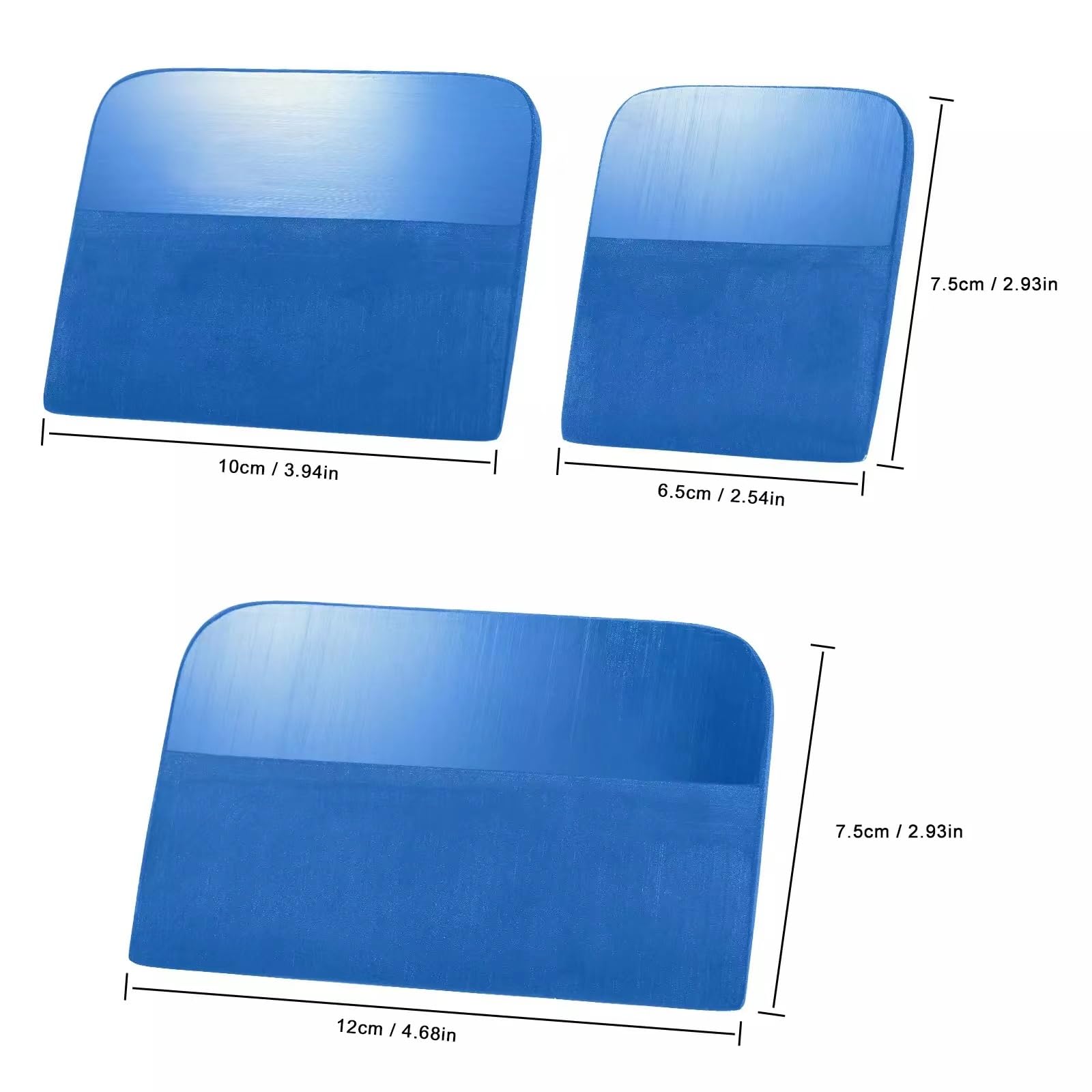 QIKUSI 3pcs/Set Carbon Fiber Film Install Squeegee Vinyl Car Wrap PPF Rubber Scraper Glass Window Tinting Household Cleaning Tool (Blue)