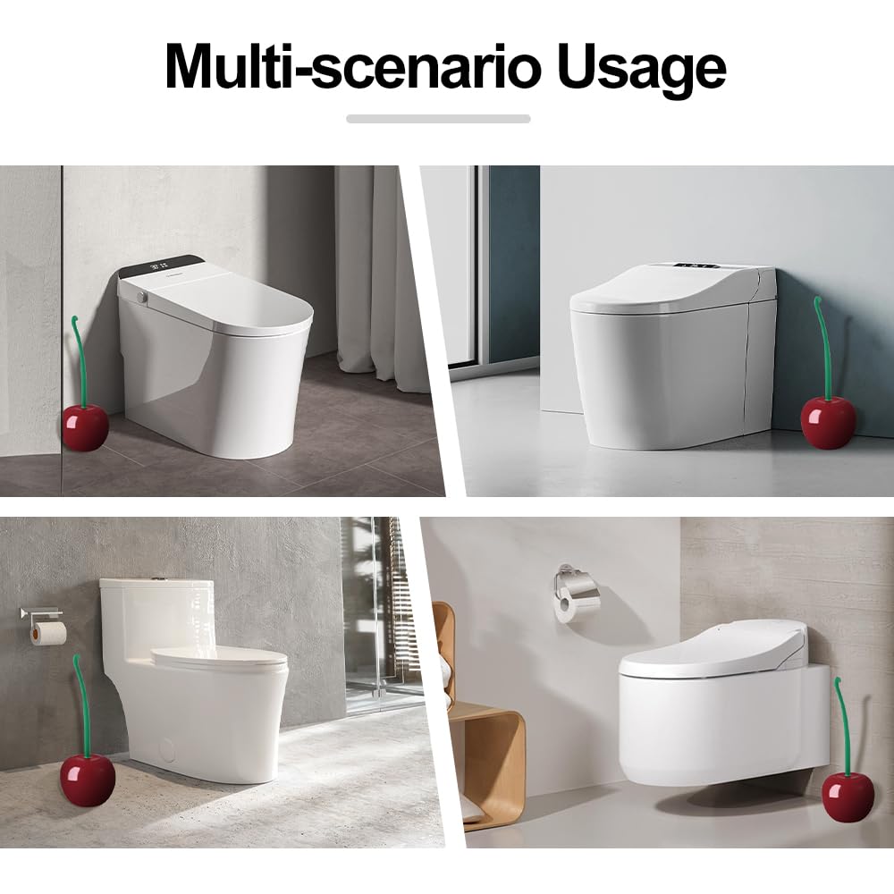 Cherry Toilet Brush, Cute Toilet Bowl Cleaners Brush and Holder Set, Unique Fruit Bathroom Decor Supplies and Fun Bathroom Accessories.