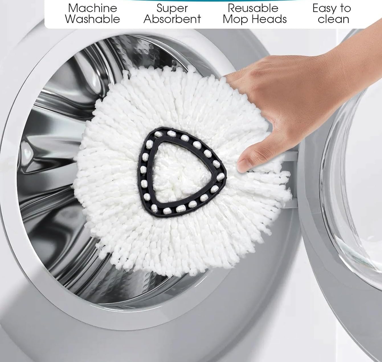 Eshoppercity Brand - 3 Pack Spin Mop Replacement Head Easywring 1-Tank System, Easy Cleaning, Microfiber, Machine Washable Compatible with Wring Spin