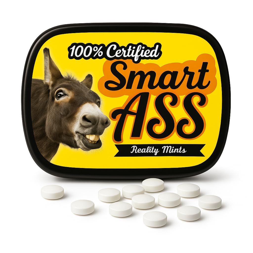 100% Smart Ass Mints - Gift for Sarcastic People - Funny Gifts for Men - Funny Mint Tins - Stocking Stuffers for Friends - Peppermint Mints - Smartass