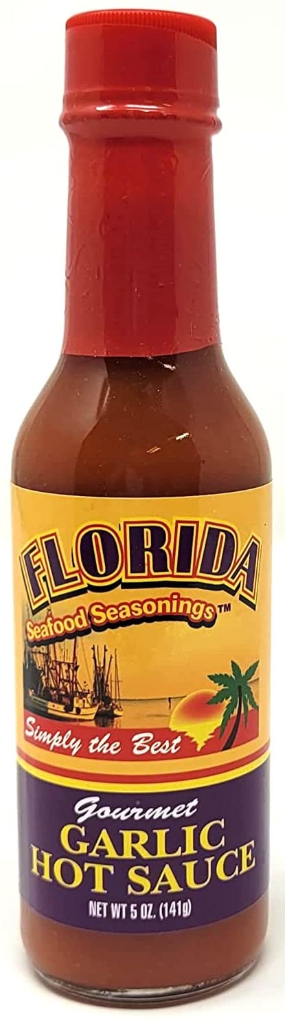 Florida Seafood Seasonings Gourmet Garlic Hot Sauce 5 oz Glass Bottle Simply the best
