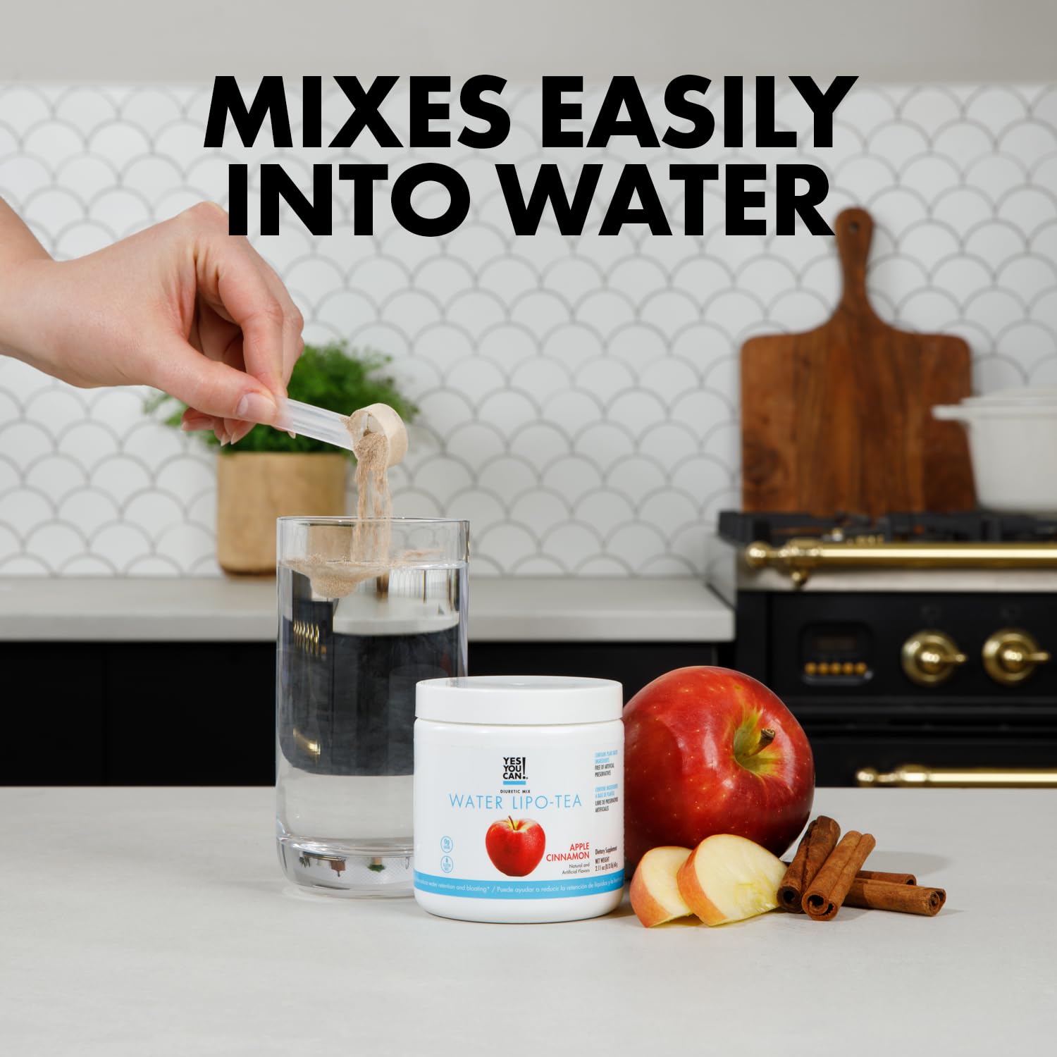 Yes You Can! Water Lipo Tea - Apple Cinnamon, All Natural Ingredients, Fast-Acting Water Retention & Bloating Relief, Antioxidant-Rich for Healthy