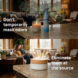 Azuna Air Freshener & Odor Eliminator for Strong Odor | 2 Room Kit Includes (2) 8 oz. Empty Luxe Glass Jars & 12 oz | Refill with Tea Tree Essential