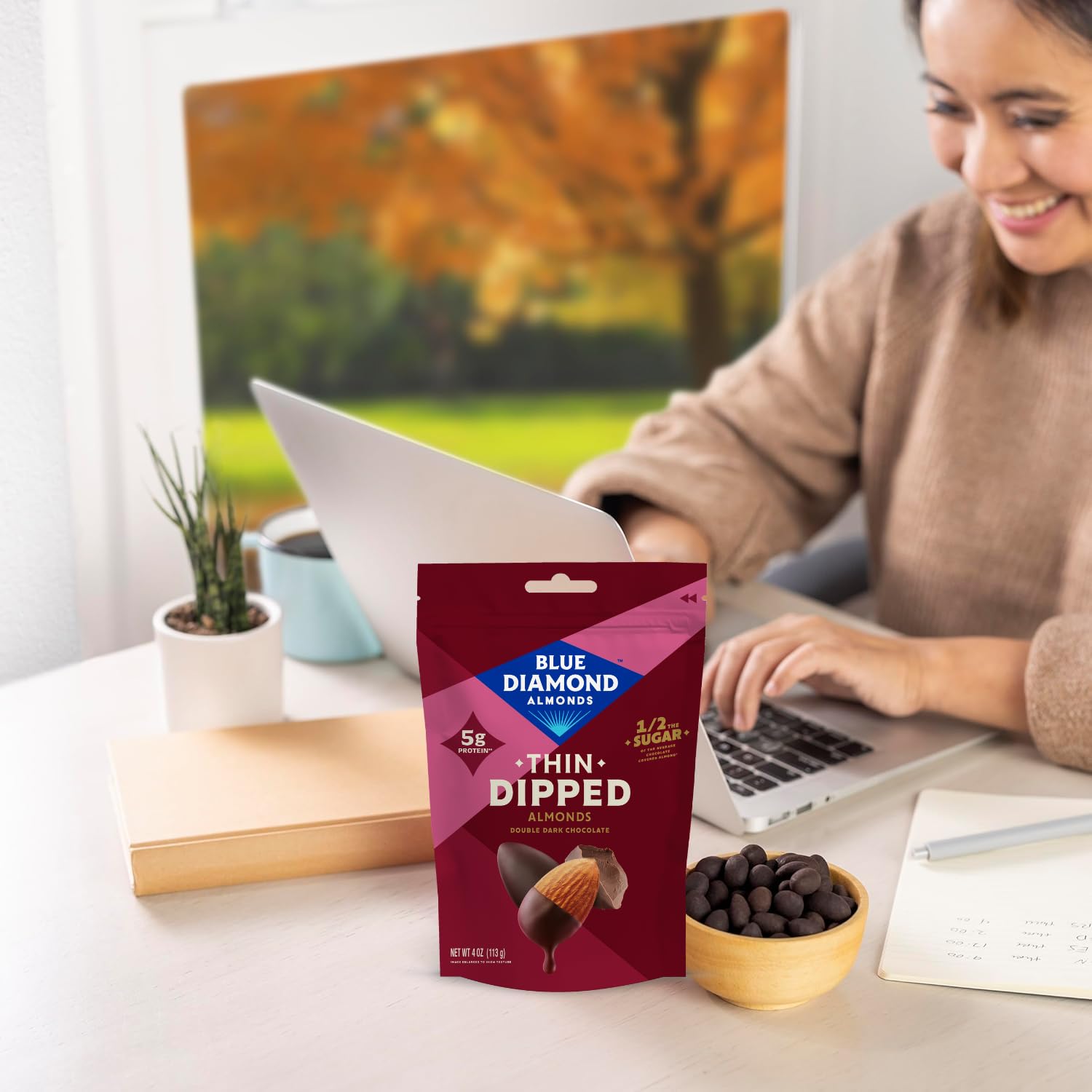 Blue Diamond Almonds, Dark Chocolate Covered Thin Dipped Snack Nuts for Guilt-Free Snacking with Half the Sugar, Perfect for Gathering, Holidays, or