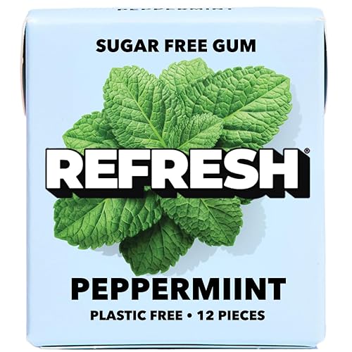 Refresh Gum, Sugar Free, Natural, Xylitol, Long Lasting Chewing Gum, Natural Flavors, Organic Ingredients, Plastic Free, Non GMO, Gluten Free, Vegan