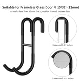 Black 14-Inches Stainless Steel Shower Squeegee Set, Include Shower Door Hook, Adhesive Hook and Spare Silicone Blade, Window Squeegee for Shower