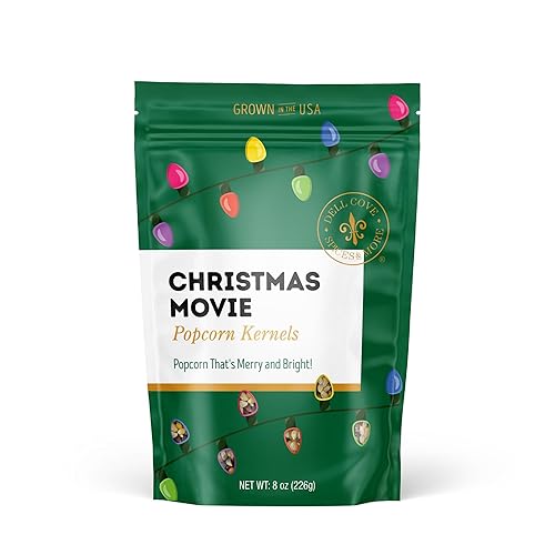 Dell Cove Spices | Christmas Movie Popcorn Kernels X-Mas Gift | Festive Holiday Movie Night Popcorn Kernels Snacks, Half Pound