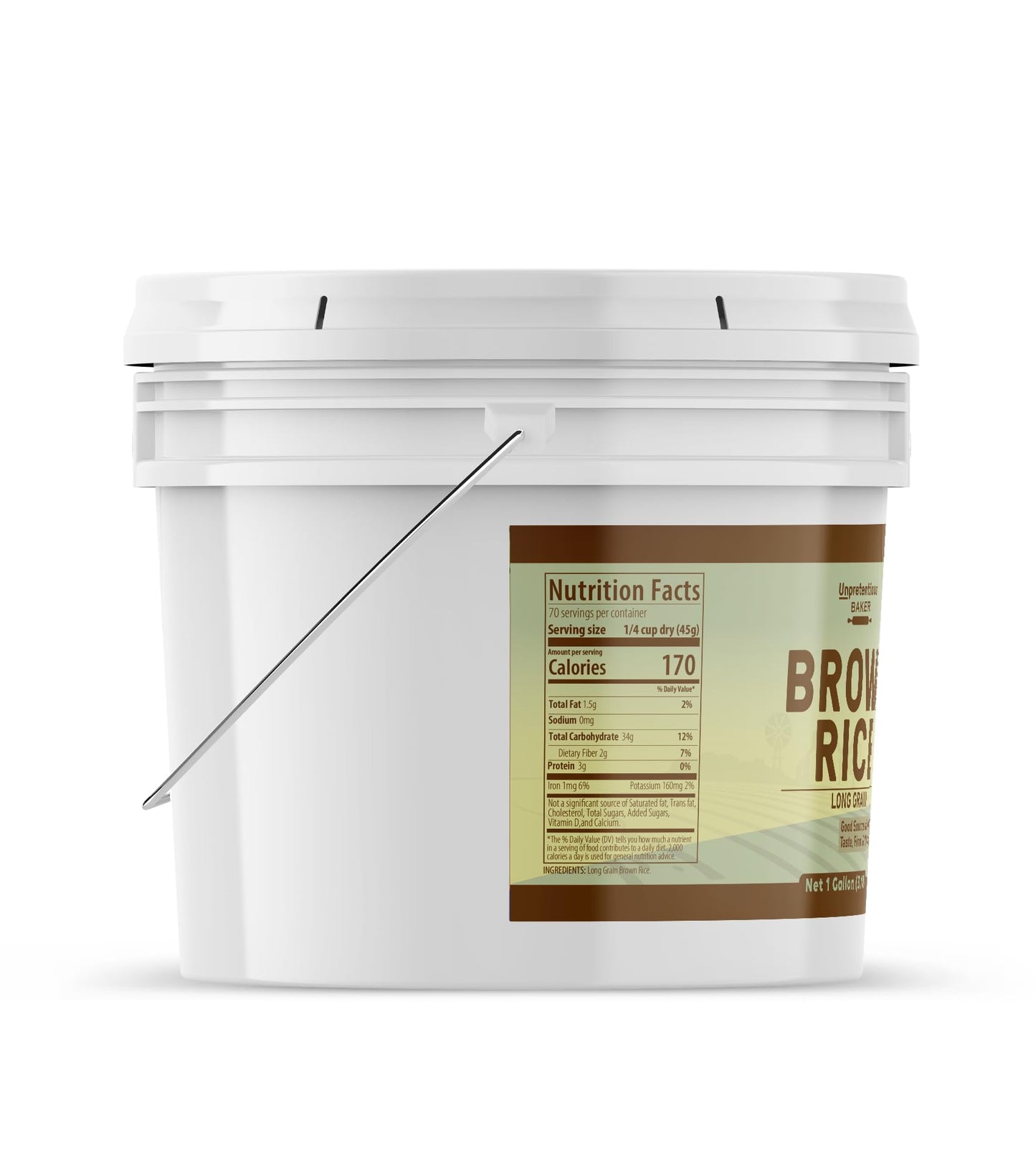 Unpretentious Long Grain Brown Rice, 1 Gallon, Non-GMO, Gluten Free, Vegan Friendly