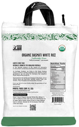 Heritage Gardens Organic White Basmati Rice 32 oz (2 lb) - Extra Long Grain, Non-GMO, Gluten Free, Low-Arsenic, Fluffy & Non-Sticky - Himalayan Grown Premium Basmati