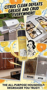 Fred's Citrus Clean Natural Orange Degreaser Spray - Heavy Duty Kitchen Cleaner for Stoves, Grills, Stainless Steel & Multi-Surface - Foaming Formula
