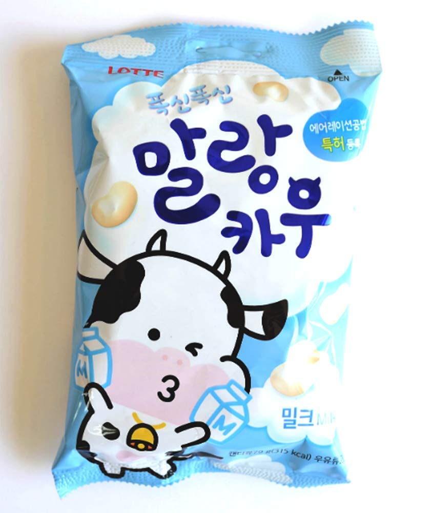 Korean Lotte Soft Malang Cow Fresh Grade Milk & Strawberry Milk Chewy Candy (Pack of 2) (2.78oz)