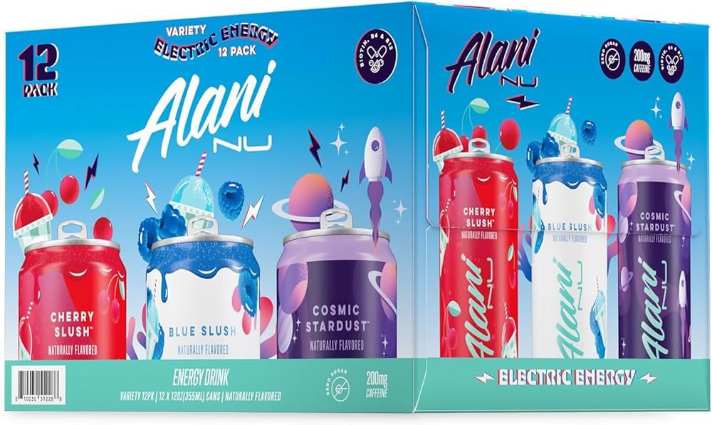 Alani Nu ELECTRIC ENERGY VARIETY Sugar Free, Low Calorie Energy Drinks | 200mg Caffeine | Pre Workout Performance with Antioxidants | Biotin B