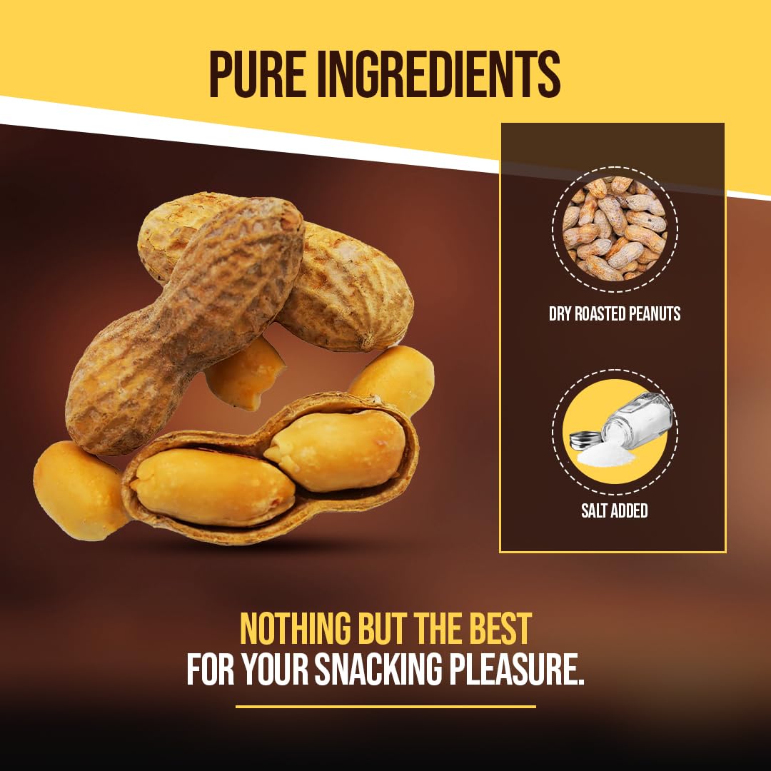 Barcelona Nut Inshell Peanuts Salted & Dry Roasted Bags | Bulk 2 Pounds | In Shell For Human | Whole Jumbo Peanuts | In the Shell for People | Healthy