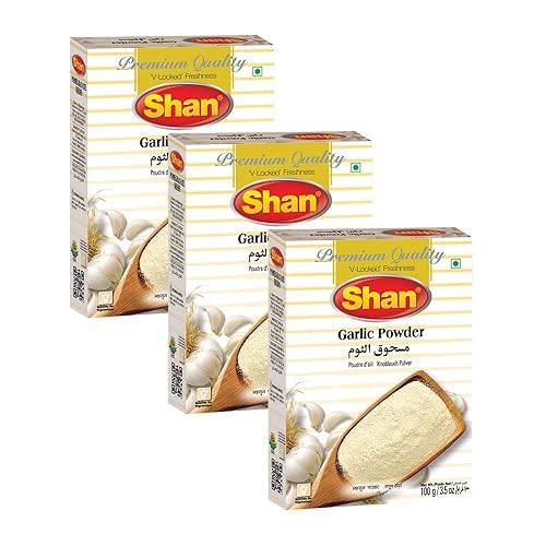 Shan Garlic Powder 3.52 oz (100g) - No Preservative and Artificial Food Colour - Authentic and Pure Spices - Halal and Suitable for Vegetarians