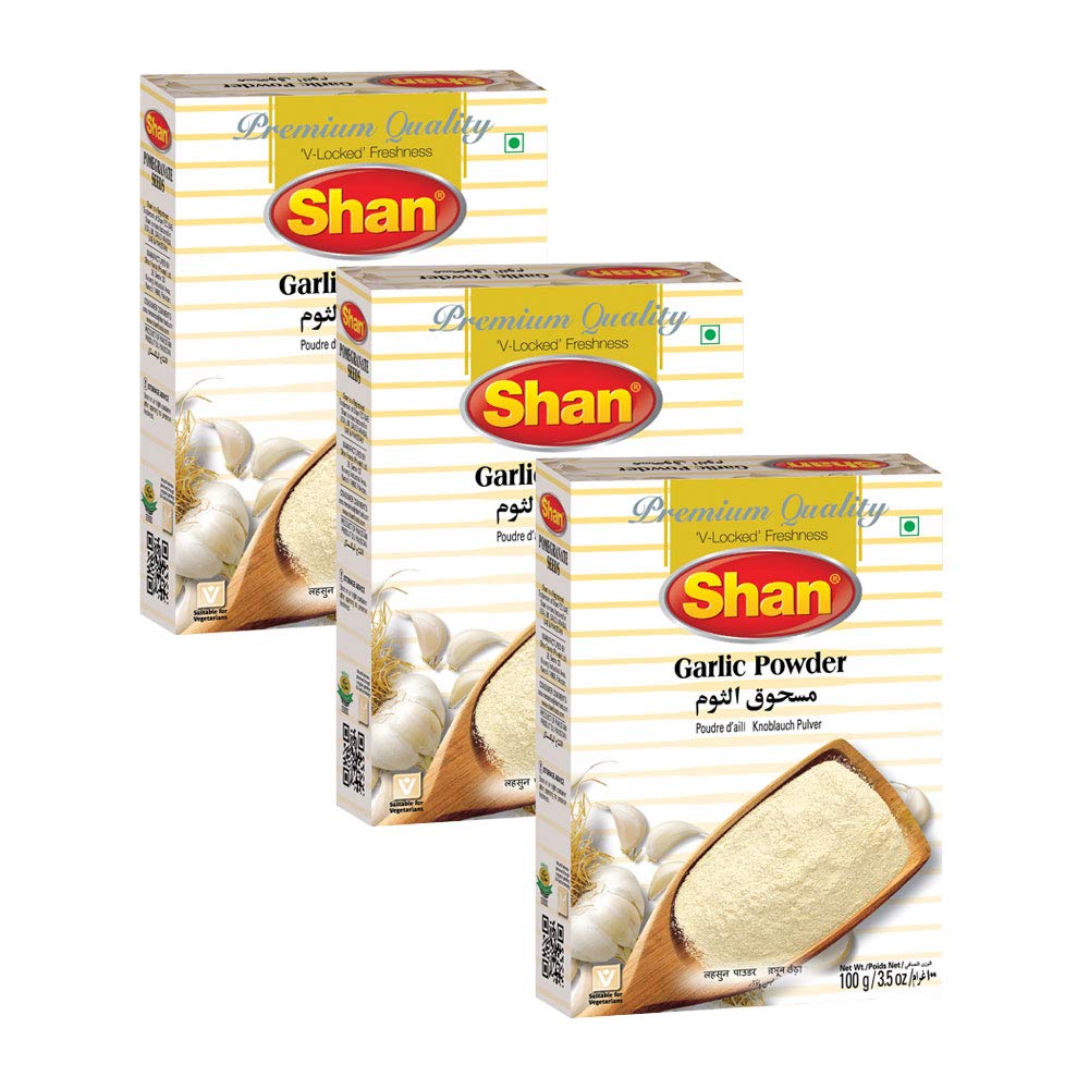 Shan Garlic Powder 3.52 oz (100g) - No Preservative and Artificial Food Colour - Authentic and Pure Spices - Halal and Suitable for Vegetarians