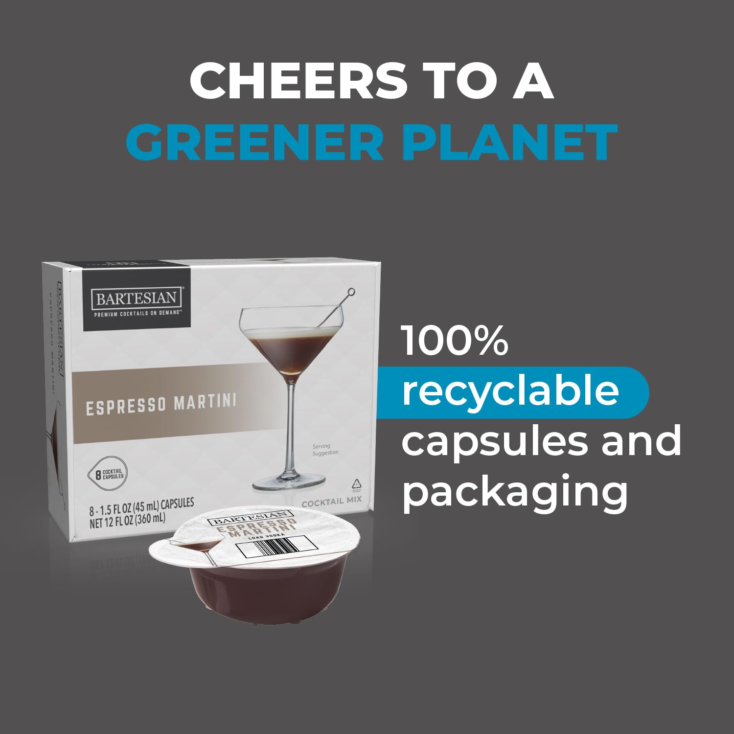 Bartesian Espresso Martini Cocktail Mixer Capsules for Cocktail Machine - Home Bar Mixology Cocktails Mix Pod Capsule Set To Use With the Cocktail