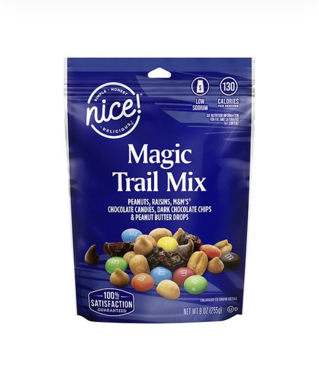 Magic Trail Mix with Peanuts, Raisins, Candies, Dark Chocolate Chips, Peanut Butter Drops, 9 oz Low Sodium Snack