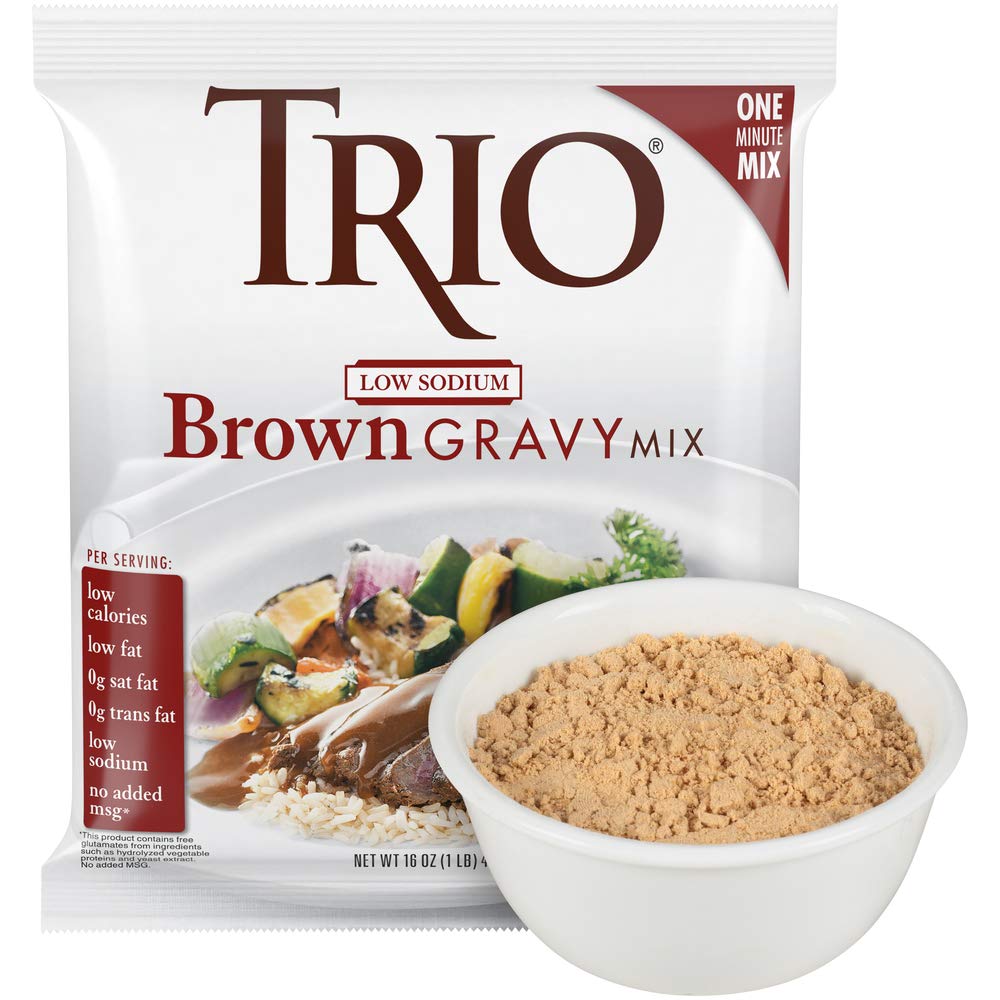 Trio Low Sodium Brown Gravy Mix 16 oz (Pack of 8)
