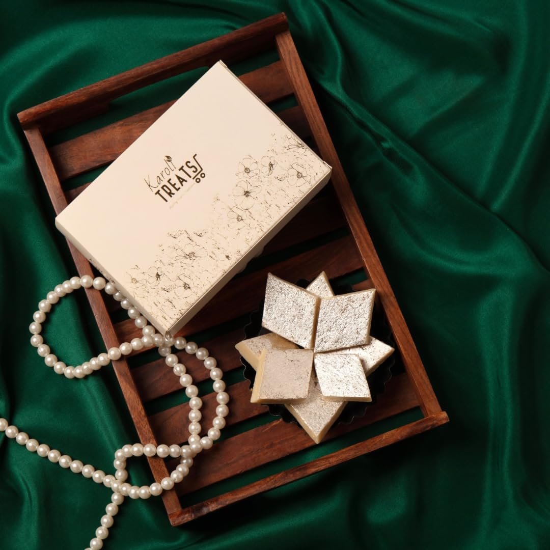 Kaju Katli Premium Indian Sweet | Made with Pure Cashews & Desi Ghee | No Preservatives | Festive Mithai Box by Karoli Treats | Rich & Authentic Taste